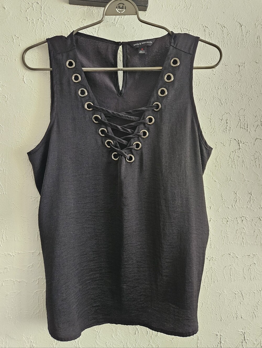 Rock & Republic Silky Lace Up Top